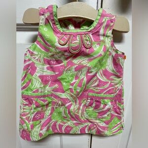 Lilly Pulitzer Pink & Green Tropical Fish Shift Dress | Size 6-12M